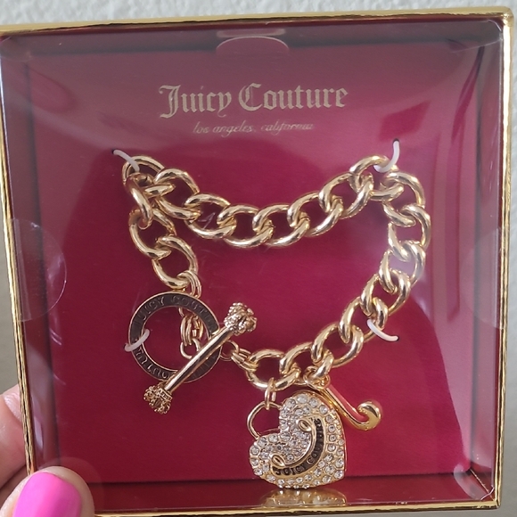 Juicy Couture Jewelry - Juicy Couture Gold Charm Bracelet with Heart Pendant